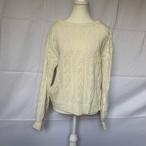 Sailor Cable Knit Women’s Medium Cream Knit Sweater Y2K Cozy Chunky Gilmore Girl